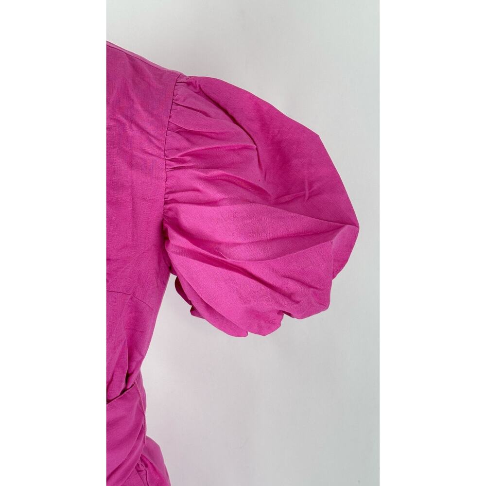 Charlie Holiday Womens Margaux Wrap Dress Short Puff Sleeve Size XS Magenta NWT - Picture 12 of 16